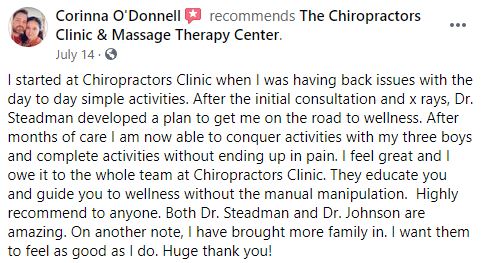 Chiropractic Silverdale WA Patient Testimonial at The Chiropractors Clinic & Massage Therapy Center